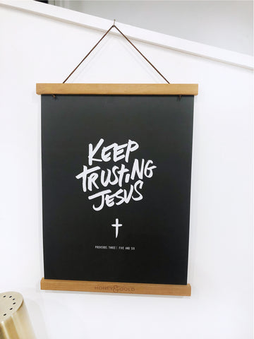 Keep Trusting Jesus ~ Leather Keyring ~ White
